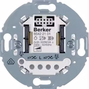 Berker 85422101 Dimmer universale a pulsante a 2 vie, anello di fissaggio rotondo