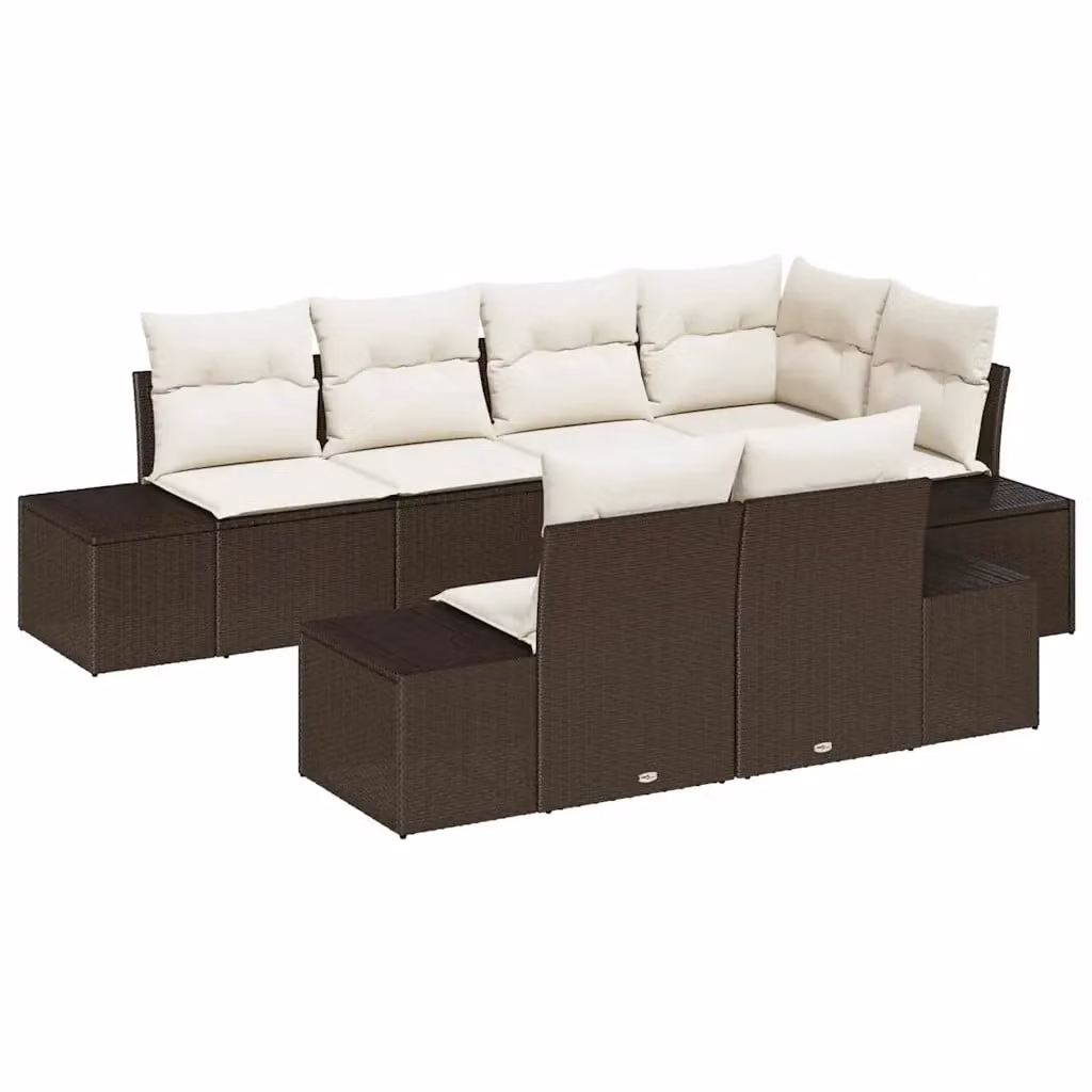 Set Divano da Giardino a L vidaXL in Polyrattan con Cuscini Marrone e Beige – 2