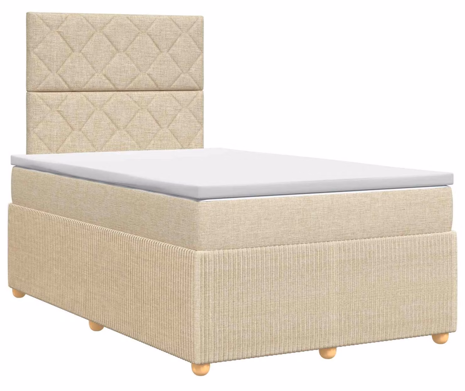 Letto a molle con materasso crema 120 x 200 cm in tessuto