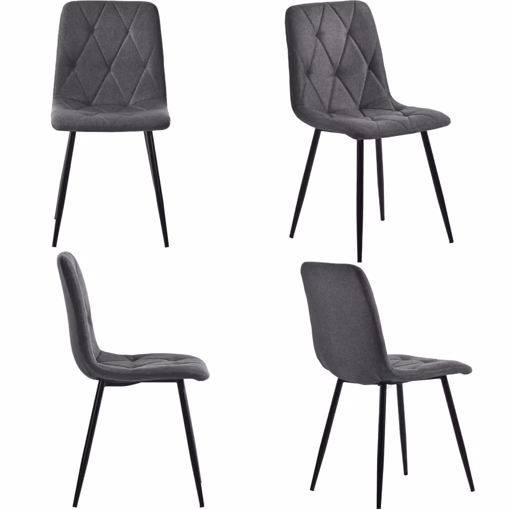Set di 4 sedie da pranzo Zephmum in tessuto grigio con schienale in metallo e legno – 2