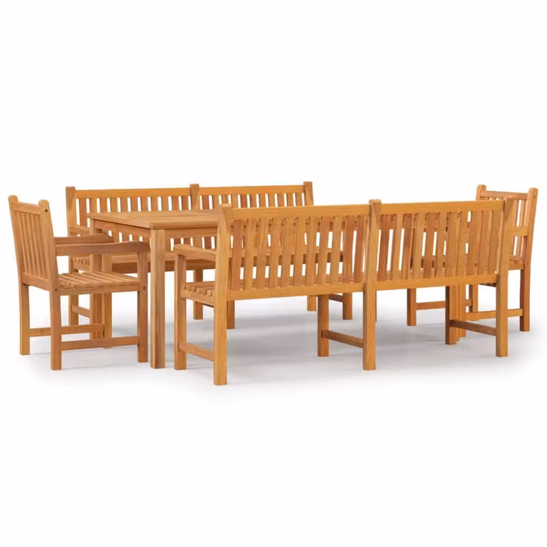 Set da Pranzo per Giardino 5 pz in Legno Massello di Teak