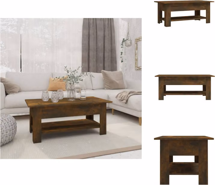 vidaXL Tavolino in rovere fumé 102x55x42 cm materiale a base di legno - Tavolini da caffè