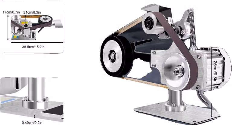 Mini levigatrice elettrica a nastro, Materiale di alta qualità, Piano di lavoro regolabile, Funzionamento silenzioso, Design compatto, Compatibilità con diverse superfici