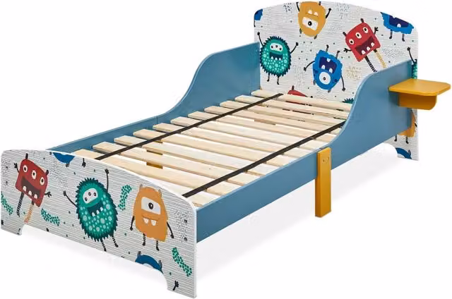 Letto per bambini fantasia altezza adatta 140 x 70 cm sicuro con ripiano pratico stile moderno in MDF bianco 13_0013639