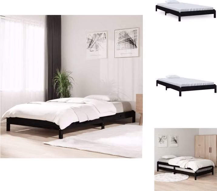vidaXL Letto impilabile nero 80x200 cm in pino massiccio - Letti e strutture letto