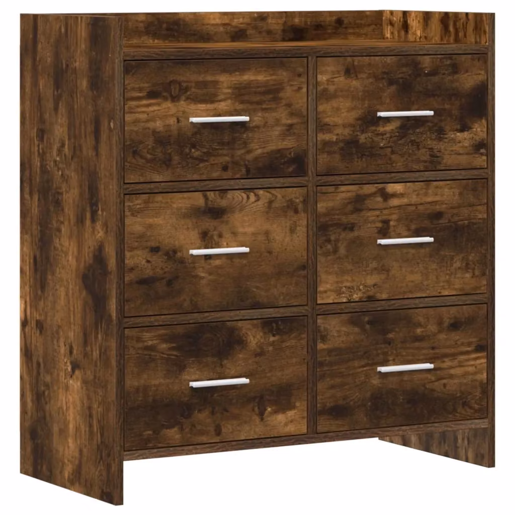 Credenza moderna vidaXL in legno MDF e metallo color rovere marrone L: 75 cm, P: 33 cm, H: 80 cm – 2