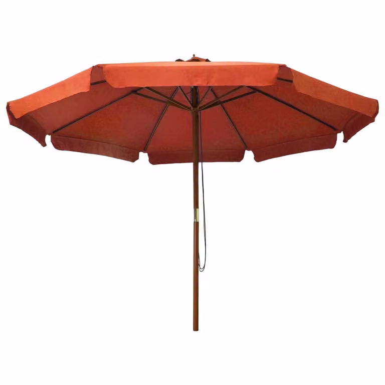 vidaXL Ombrellone con asta in legno 330 cm terracotta