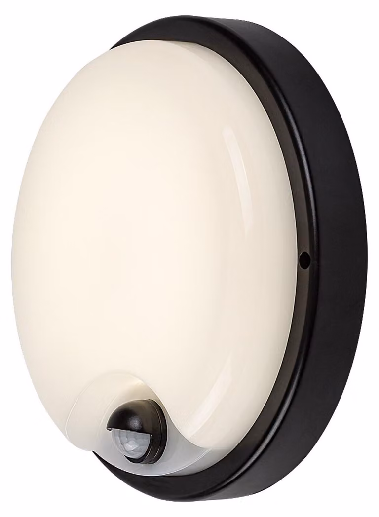Lampada da esterno a LED nera Rabalux, modello Lonato, 18W, grado di protezione IP65, con sensore di movimento, codice prodotto 77213