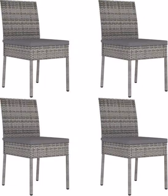 Poltrona da giardino 4 pezzi rattan a poli grigio