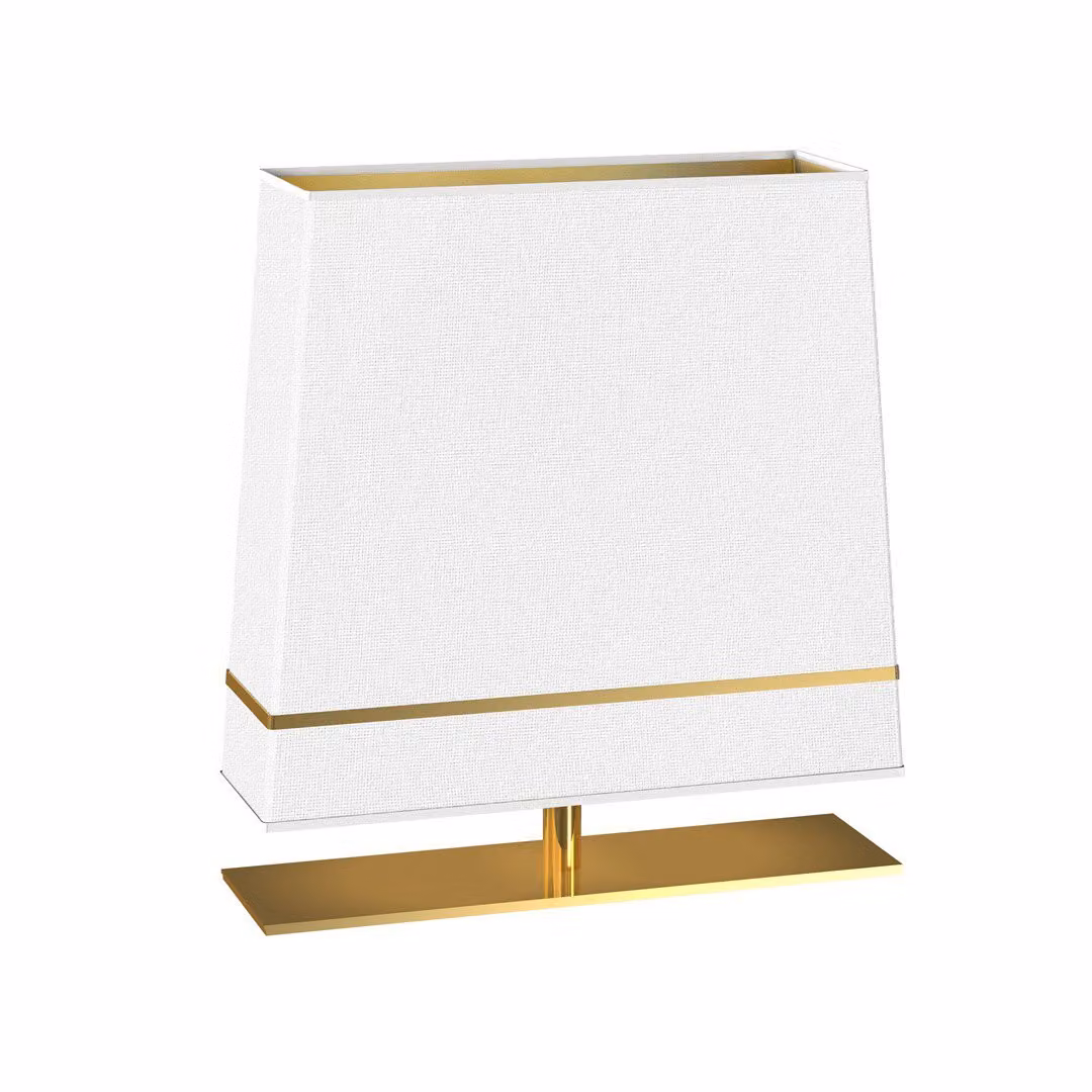 Lampada da tavolo con paralume Volans bianco e oro, 1xE27x60W, ottone, dimensioni: 52x50x20 cm, IP20, Milagro
