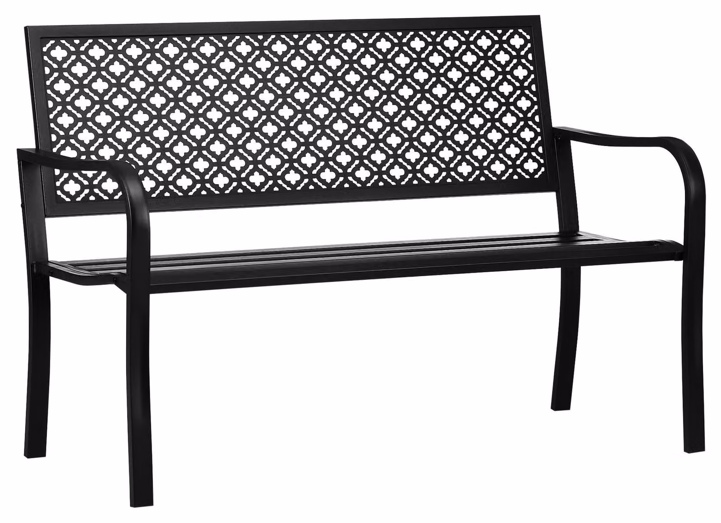 Panca da giardino Outsunny, modello a due posti, con motivo floreale, per esterni, capacità massima di 240 kg, colore nero