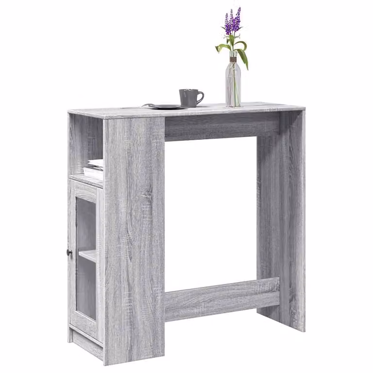 vidaXL Tavolo Bar con Rastrelliera Grigio L: 101 cm, P: 40 cm, H: 103,5 cm in Multistrato