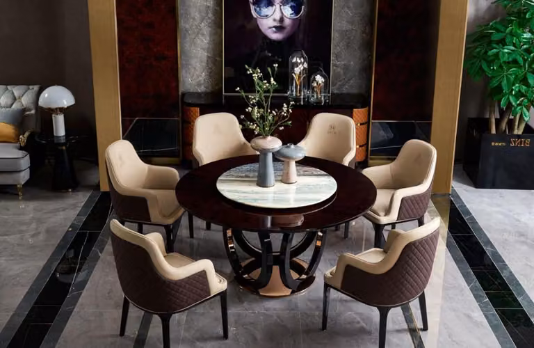 Gruppe Ess Tisch Sitz Wohn Zimmer Garnitur Tische Polster Holz Stuhl 6x Stühle