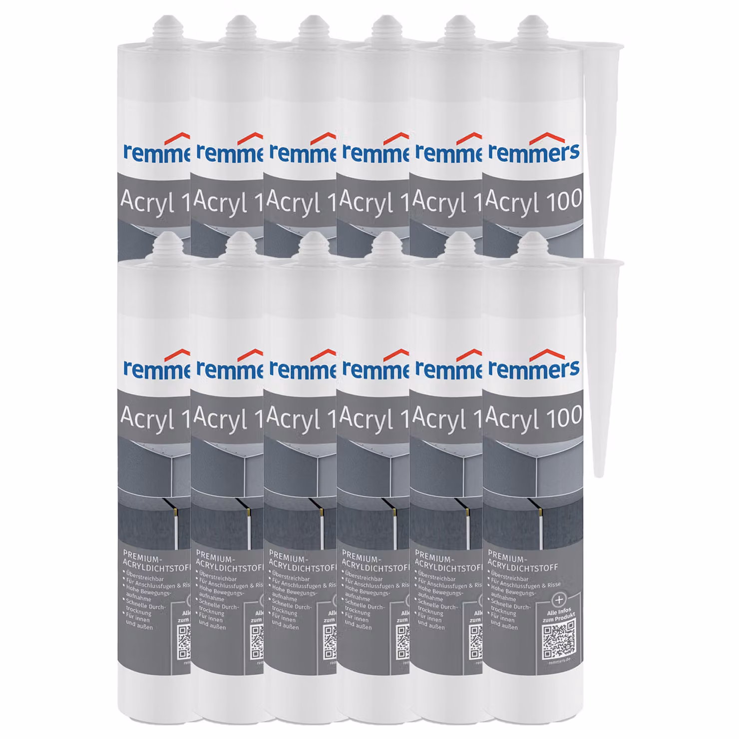 12 tubetti di sigillante acrilico per fughe Remmers 100 bianco da 600 ml