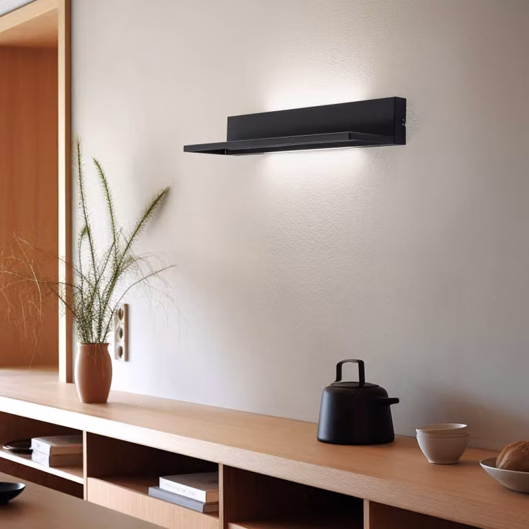 Applique da parete a LED Shelf Luminex, Nero, Soggiorno / Sala da pranzo, Metallo, Moderno, Applique a LED