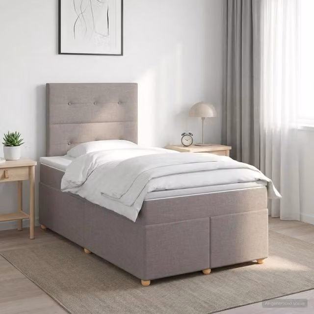 Letto box spring con materasso Tortora 120 x 190 cm Tessuto 3453841