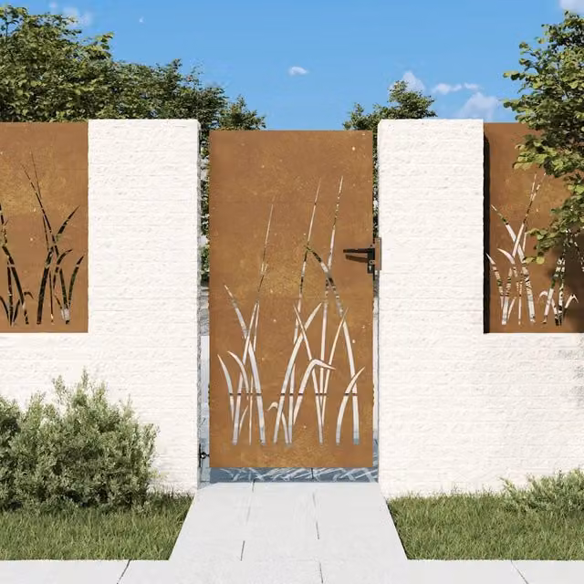 Cancello singolo da giardino vidaXL in acciaio Corten color marrone L: 85 cm, H: 200 cm