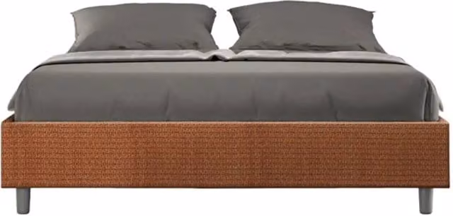 Letto matrimoniale con rete imbottito 160x200 tessuto Labirinto 4 arancio Azelia
