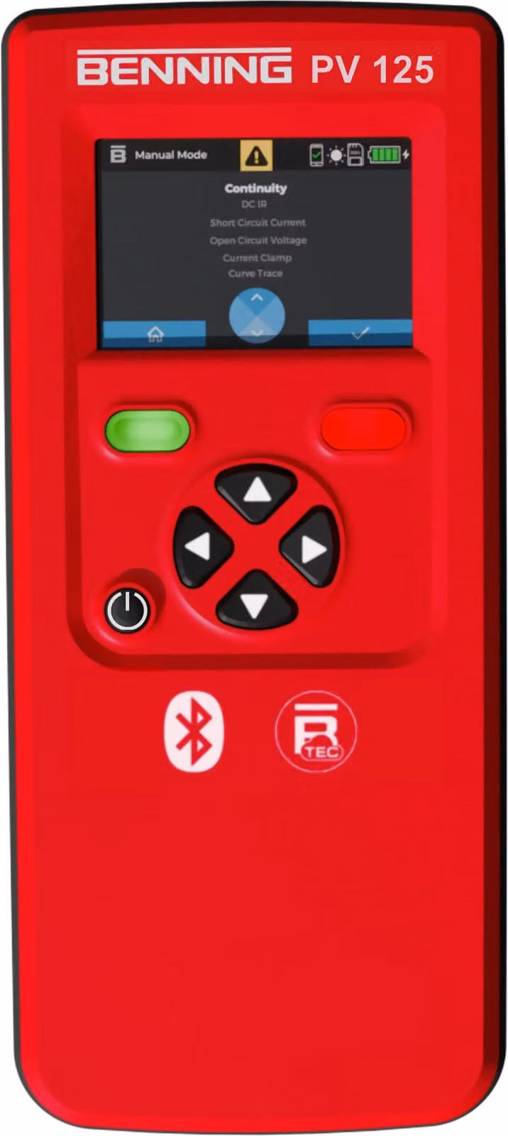 Tester per impianti fotovoltaici Benning, 1500 V, 25 A, memoria valori misurati, Bluetooth, OTA, 1 pz.