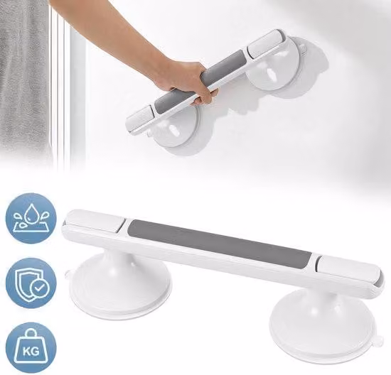 Accessorio per il bagno con manopola rotante – Adatto per doccia e toilette – Resistente all'acqua – Antiscivolo – Maniglia di sicurezza – Supporto a parete – Maniglia ergonomica per anziani e bambini