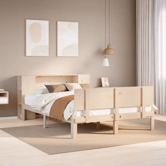 Letto Libreria senza Materasso 135x190 cm in Legno di Pino 3322626
