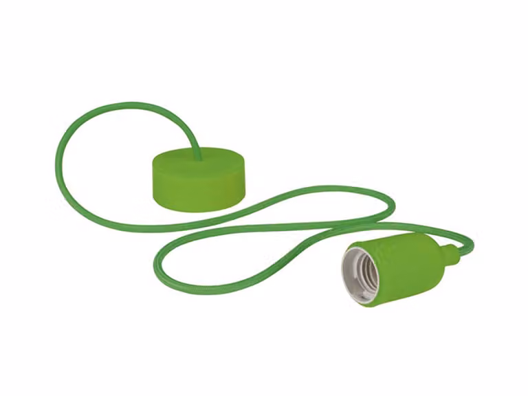 Portalampada a Sospensione di Design con Cavo in Tessuto - Verde