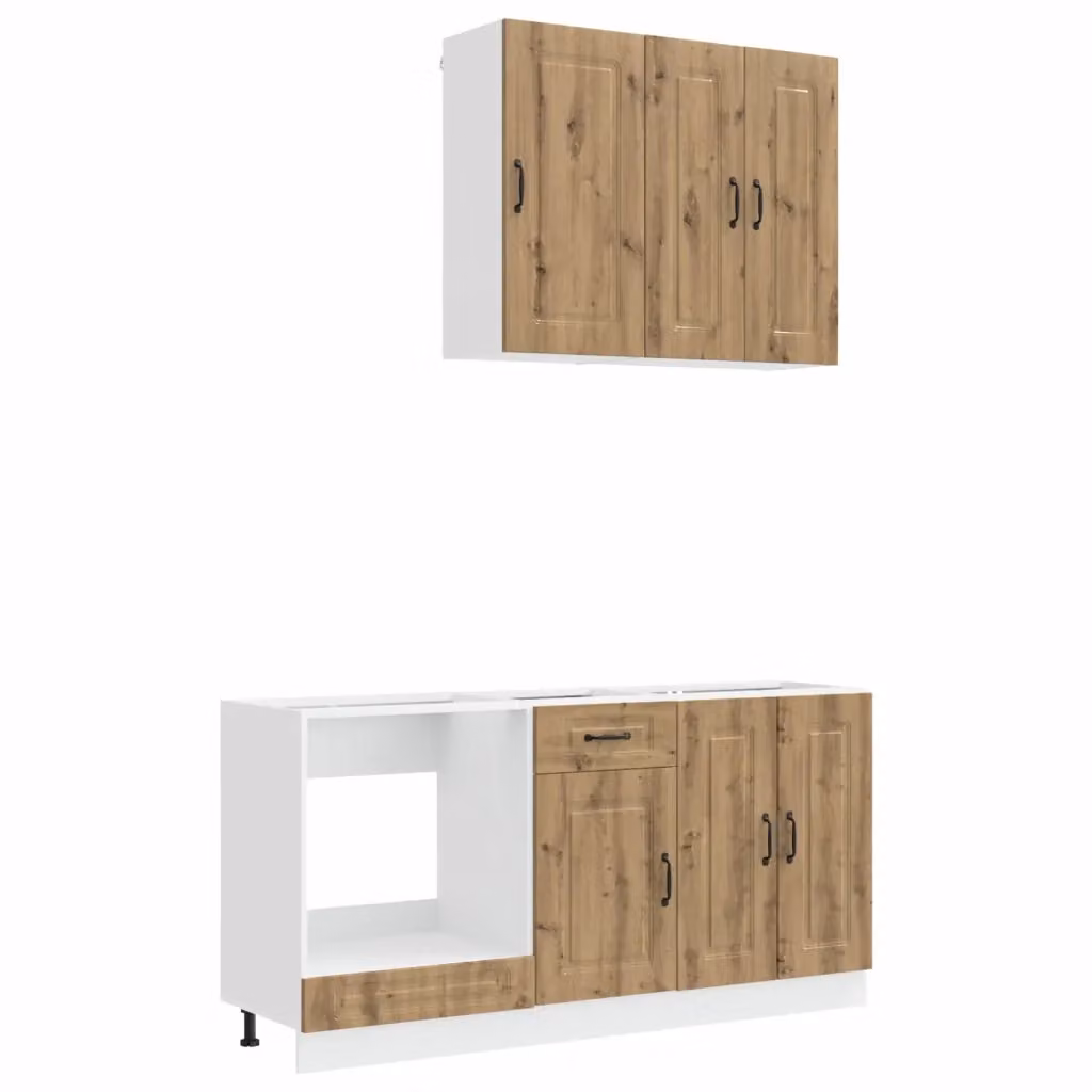 Unità Cucina Moderna vidaXL in Rovere Marrone con Ante e Cassetti, 5 Pezzi – 2