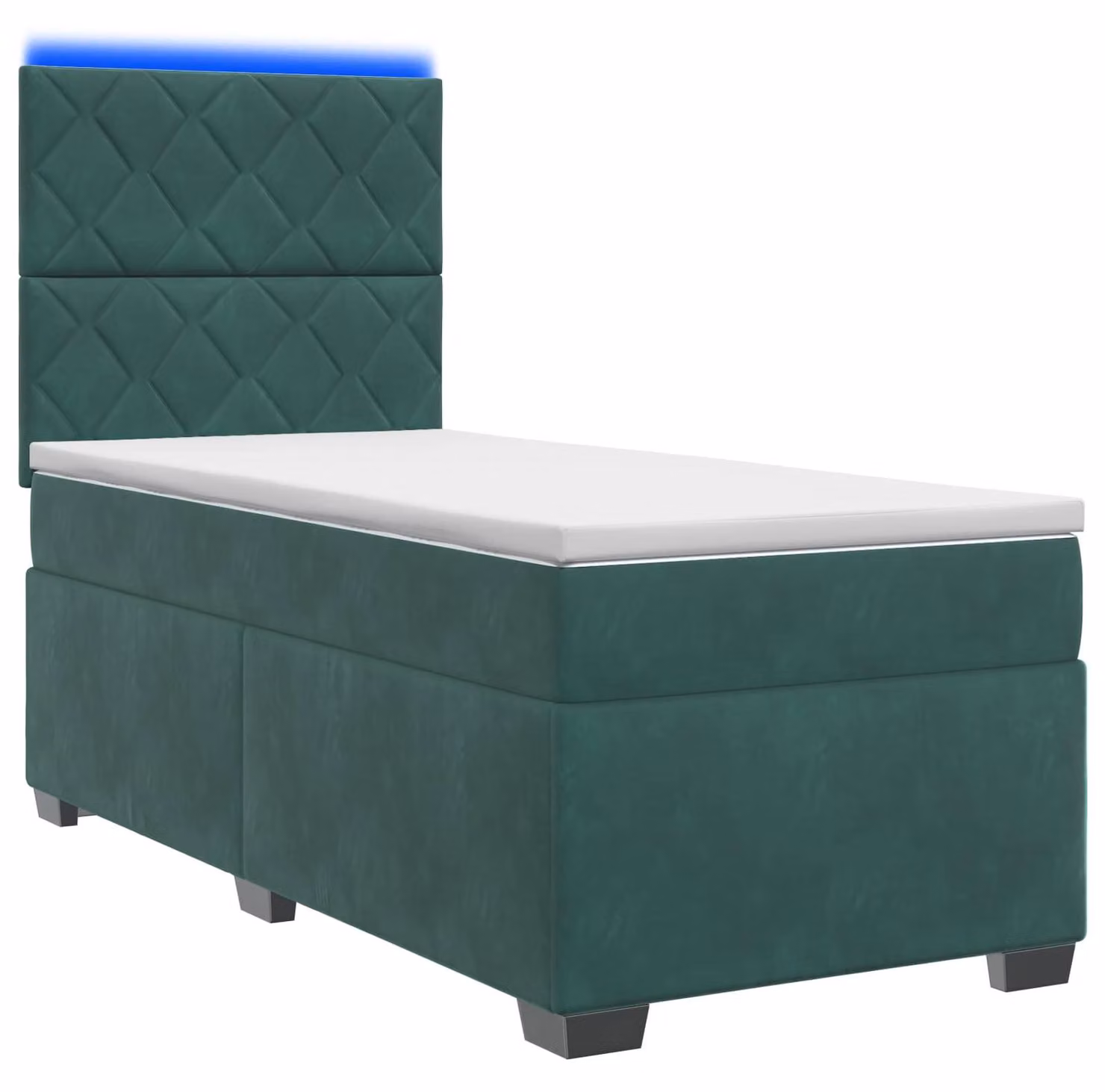 Letto a molle con materasso verde scuro 100 x 200 cm in velluto
