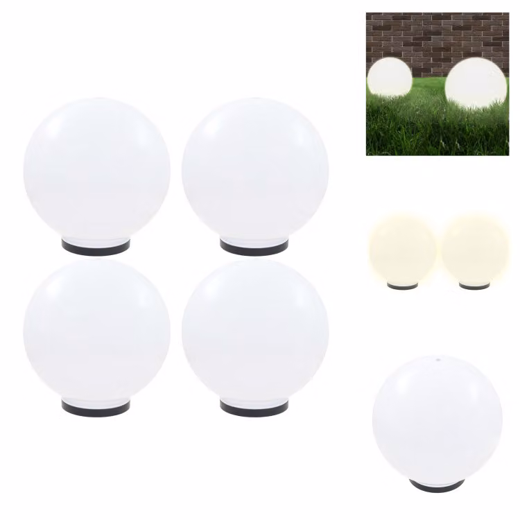 vidaXL Luci da giardino a LED 4 pz. Sferica 40 cm PMMA - Illuminazione esterna