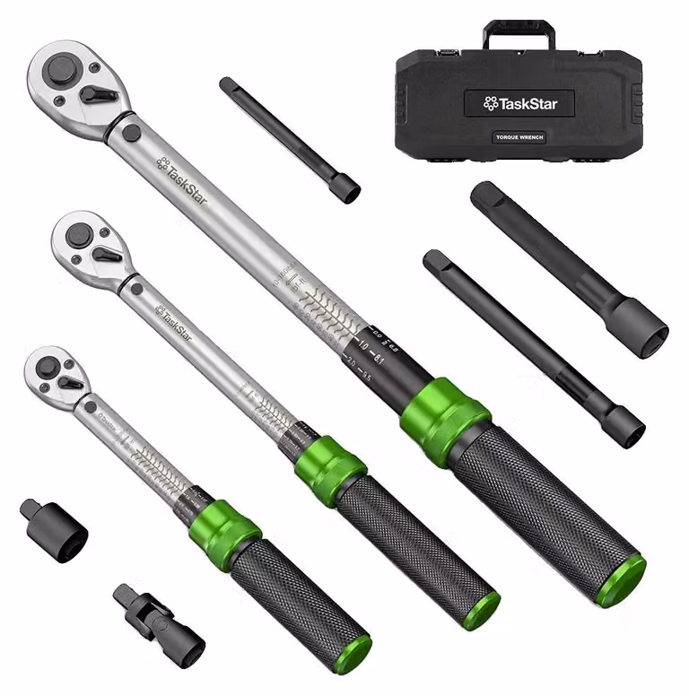 Set di chiavi dinamometriche, con diverse dimensioni di attacco, per prestazioni precise. Set di chiavi dinamometriche