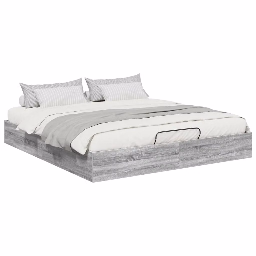 Letto ottomano vidaXL in legno ingegnerizzato grigio, L: 180 cm, P: 200 cm, H: 25 cm – 2