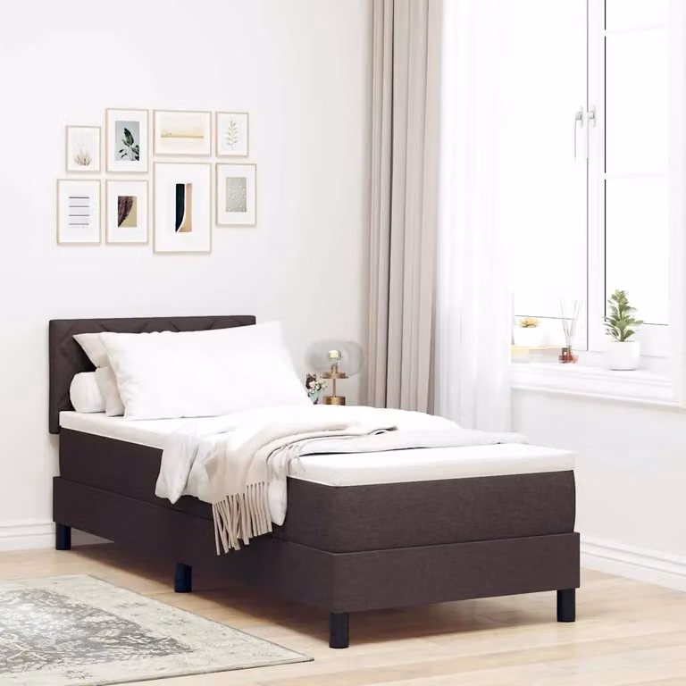 Letto a molle con illuminazione LED sottostante vidaXL in tessuto marrone, L 80 x P 200 cm