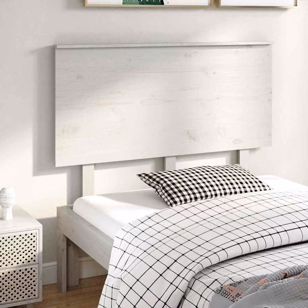 Testiera per letto vidaXL in legno massello di pino bianco, stile rustico, L 124 cm x P 6 cm x H 82,5 cm