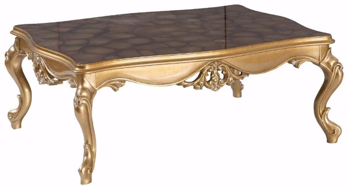Casa Padrino tavolino barocco nero/oro 130 x 96 x h. 48 cm - Sontuoso tavolino da salotto in stile barocco - Mobili barocchi