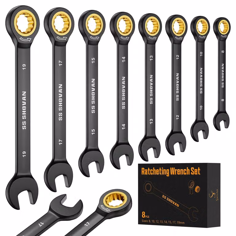 Set di 8 chiavi a bussola, da 8 a 19 mm, con custodia