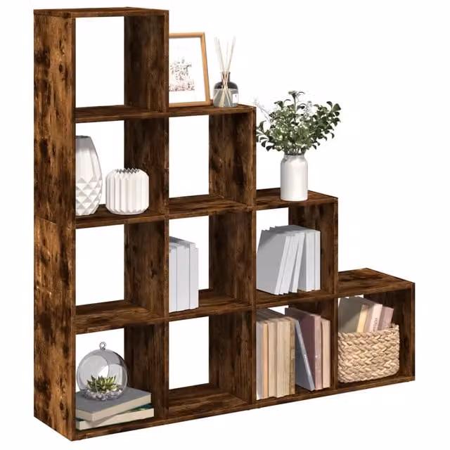 Libreria a scala Design Mania con 4 ripiani in MDF, colore marrone opaco, L/P/H: 131,5 x 29 x 131,5 cm