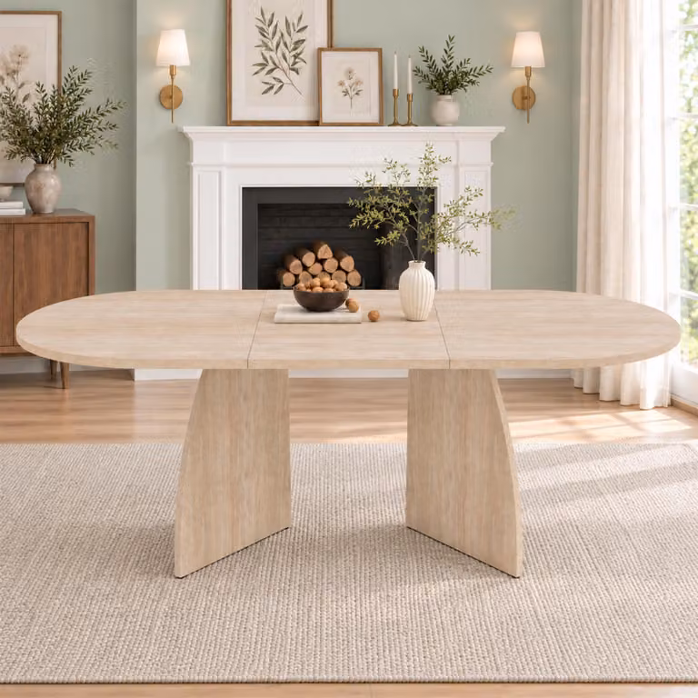 Tavolo allungabile Flieks, dimensioni 150/200x90x75 cm, tavolo da cucina ovale con angoli arrotondati, tavolo allungabile per 4-8 persone, finitura in legno