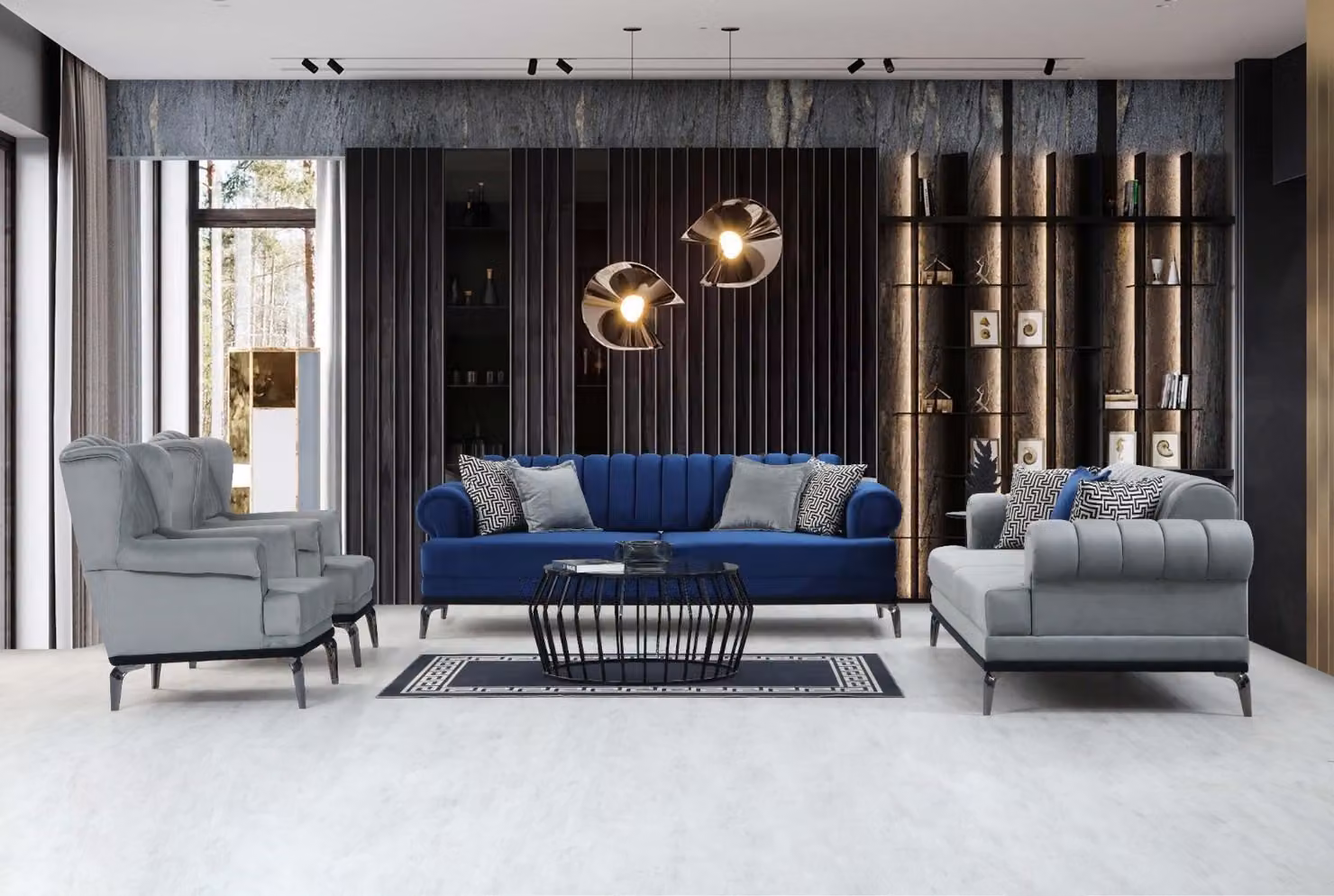 Modern Wohnzimmer Set Besteht aus Sofagarnitur 3+3+1+1 Sitzer 4tlg.