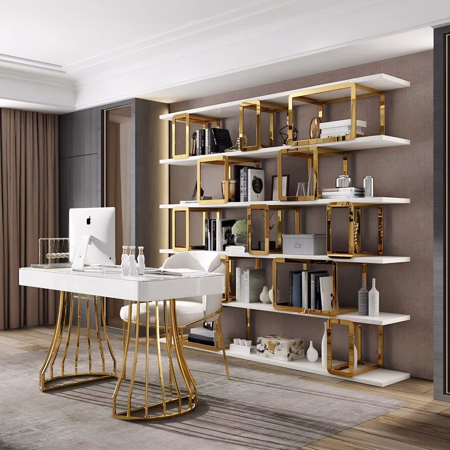 Designer Büro Arbeit Zimmer Set Regal Tisch Sessel Komplett Set Möbel 3tlg.