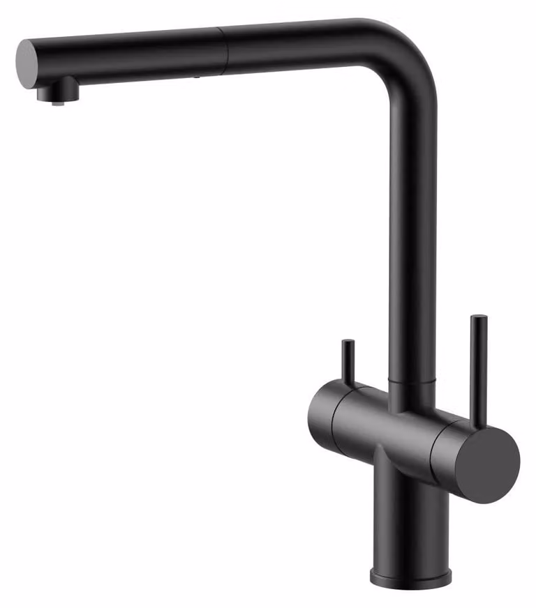 Miscelatore per cucina, finitura opaca nera, con doccetta estraibile, modello PS8120-10 Pure.Sink