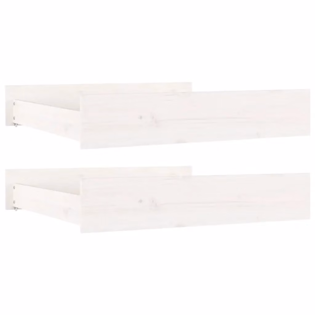Set di 2 cassettoni da letto vidaXL in legno massello di pino, colore bianco – 2