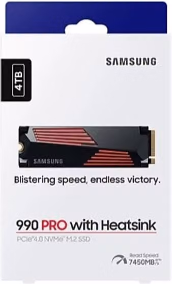 Samsung 990 pro nvme 4tb con dissipatore di calore, ssd interno - MZ-V9P4T0GW
