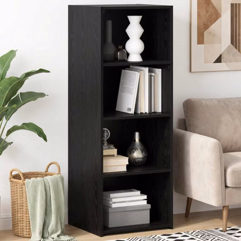 Credenza moderna vidaXL in legno ingegnerizzato nero e marrone con ripiani interni L: 45 cm, P: 41 cm, H: 124 cm