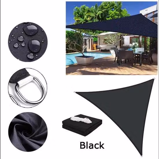 Tenda da sole ombreggiante 3x3x3 metri, impermeabile e con protezione UV, colore nero, ideale per giardino, terrazza, piscina e balcone