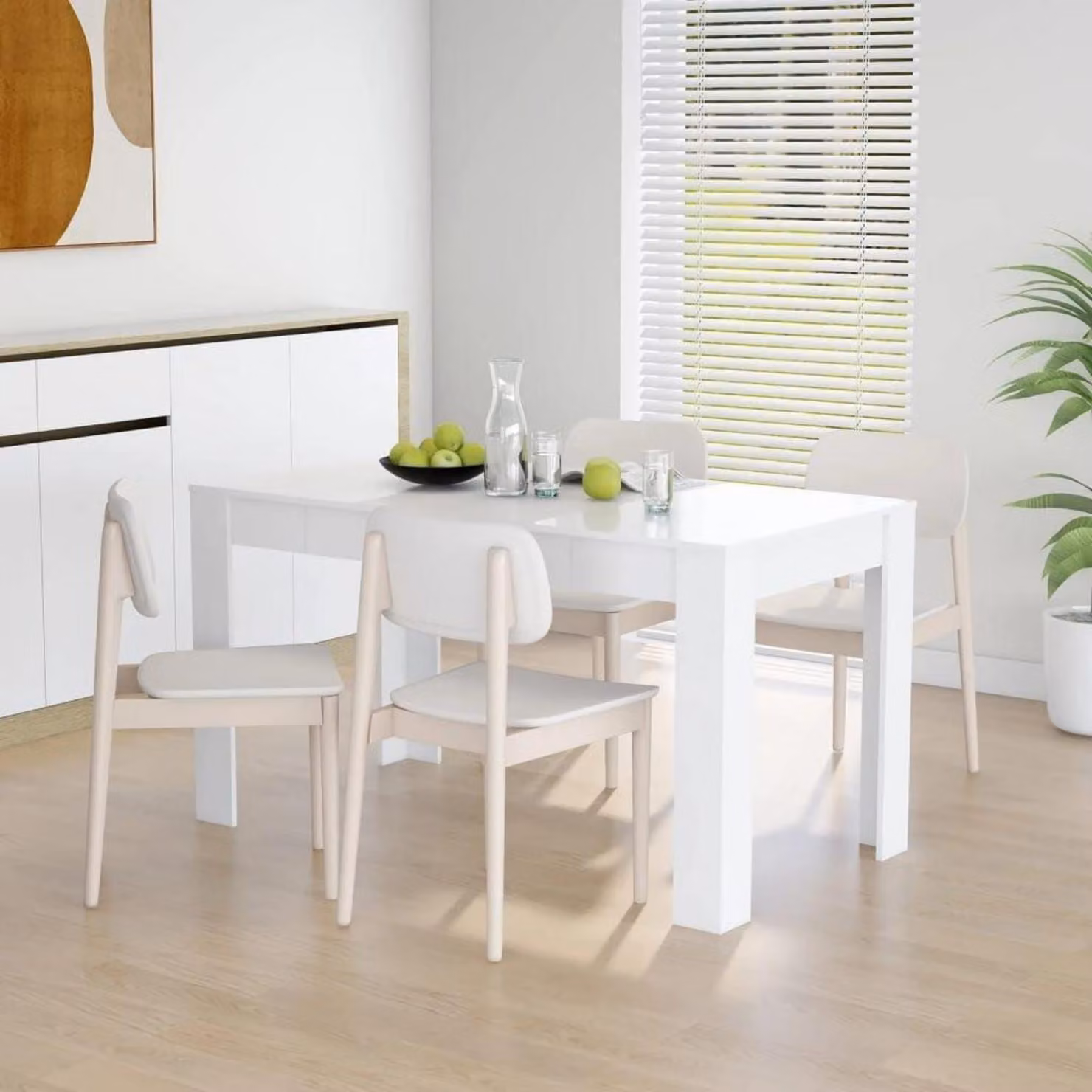 Tavolo da pranzo bianco 140x74,5x76 cm in materiale ligneo