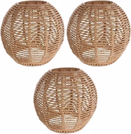Lampada a sospensione classica in rattan - 14 x 15 cm - Complemento d'arredo per sala da pranzo e soggiorno - Lampadario in rovere