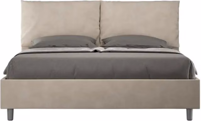 Letto matrimoniale contenitore imbottito Antea Ityhome in microfibra colore sabbia L/P/H: 160 x 200 x 110 cm – 1