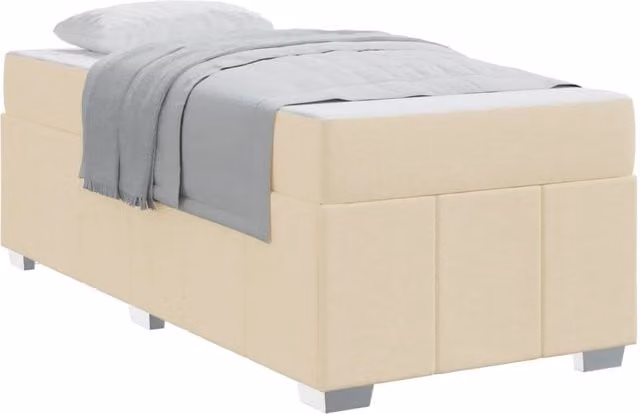 Letto singolo | Letto per adulti | Struttura del letto con materasso Crema 90 x 200 cm Tessuto