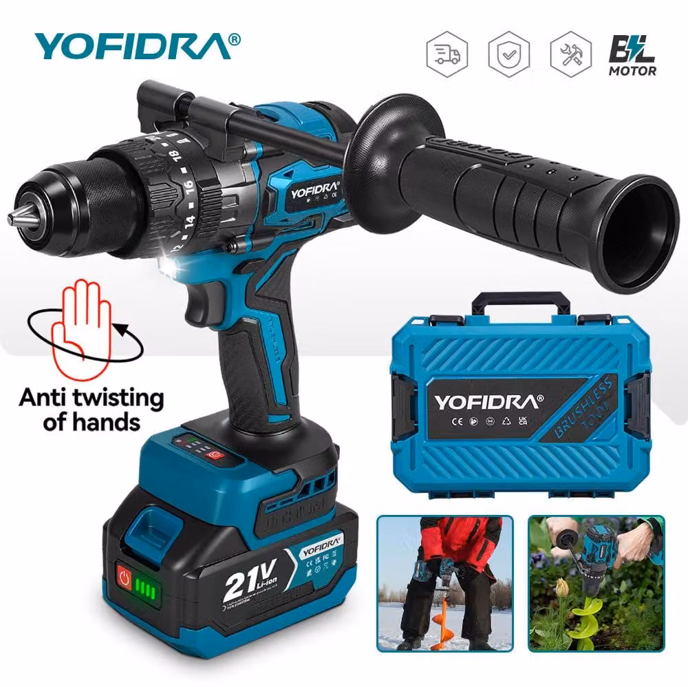 Trapano avvitatore a batteria, set da 2 batterie, coppia di 900 Nm, mandrino da 13 mm