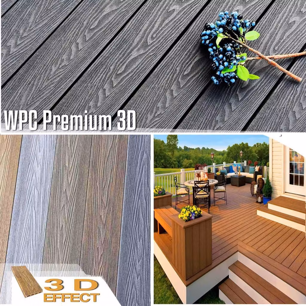 Listone WPC 3D LISTONIWPC per pavimentazione decking effetto legno colore beige L: 14,6 cm, L: 220 cm, H: 2,5 cm – 2